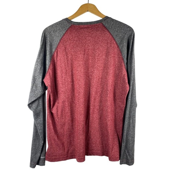 Columbia Raglan Baseball Sleeve Shirt Medium Mens Colorblock Red Gray Long Slv - Picture 3 of 4